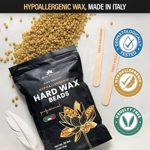 Tress Wellness Hard Wax Beads for Hair Removal - 1kg (35.27 oz) - Dermatologically Tested, Unscented thumbnail 3