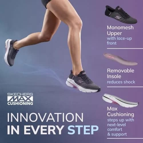 Skechers Max Cushioning Arch Fit 2.0 Adelphi Slip-Ins Sneakers, Black/Lavender, 7.5 | Podiatrist Support & Easy Wear thumbnail 4