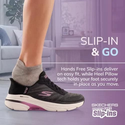 Skechers Max Cushioning Arch Fit 2.0 Adelphi Slip-Ins Sneakers, Black/Lavender, 7.5 | Podiatrist Support & Easy Wear thumbnail 3