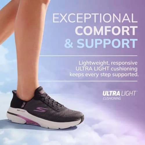 Skechers Women's Max Cushioning Arch Fit 2.0 Adelphi Slip-Ins Sneaker Black/Lavender 2.54cm (1 inch) Heel | Podiatrist-Certified Arch Support thumbnail 5
