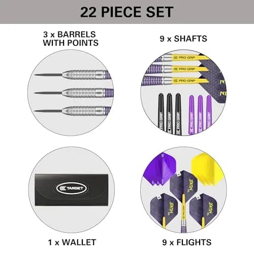 Target Darts Luke Littler Brass Steel Tip Darts Set – 22G Steel Tip Dart, The Nuke Player Edition, Dart Flights, Shafts & Dart Case Included thumbnail 5