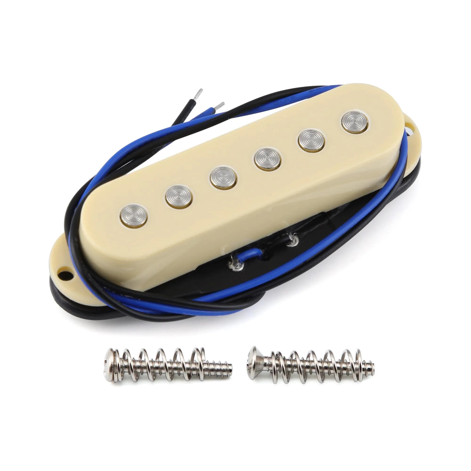 FLEOR Single Coil Pickup Ceramic Cream Middle Pickup | Flat Pole, 50mm Spacing, Fits ST Style Electric Guitar - main product image