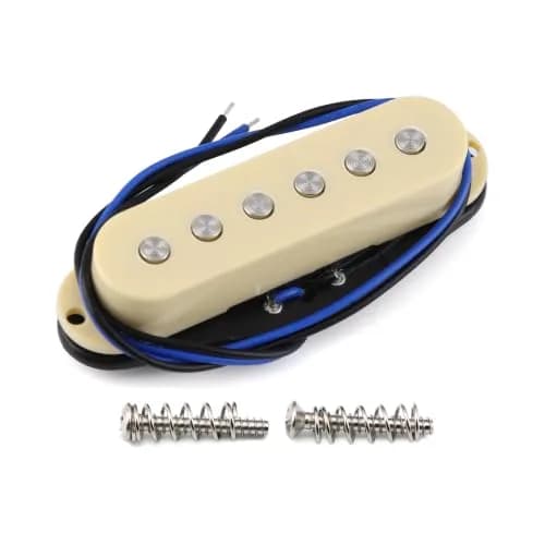 FLEOR Single Coil Pickup Ceramic Cream Middle Pickup | Flat Pole, 50mm Spacing, Fits ST Style Electric Guitar thumbnail 1