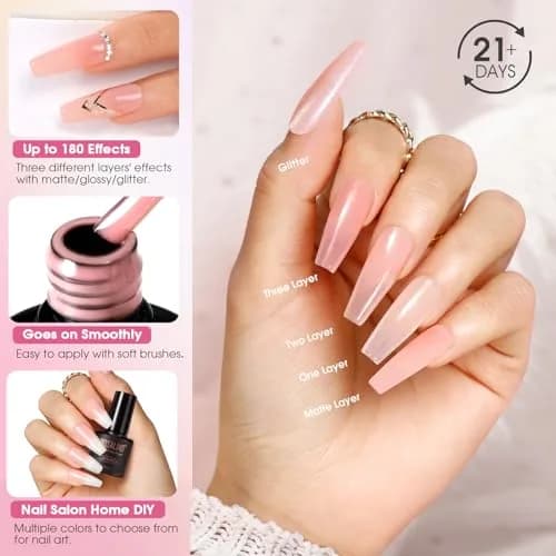 ROSALIND 30pcs Jelly Gel Polish Set, 26 Colors Translucent Nude Pink Gel, 5ml (0.17 Fl Oz) Each | Salon Quality for India thumbnail 4