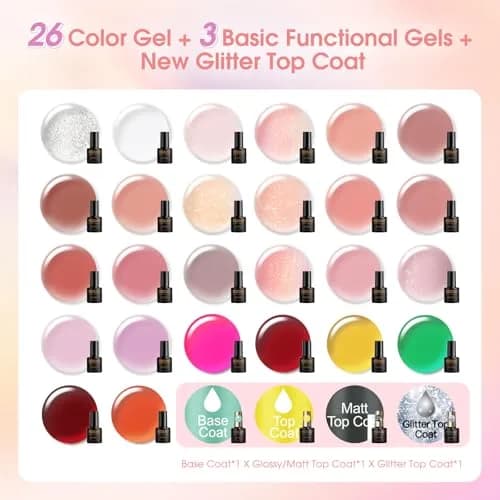 ROSALIND 30pcs Jelly Gel Polish Set, 26 Colors Translucent Nude Pink Gel, 5ml (0.17 Fl Oz) Each | Salon Quality for India thumbnail 3