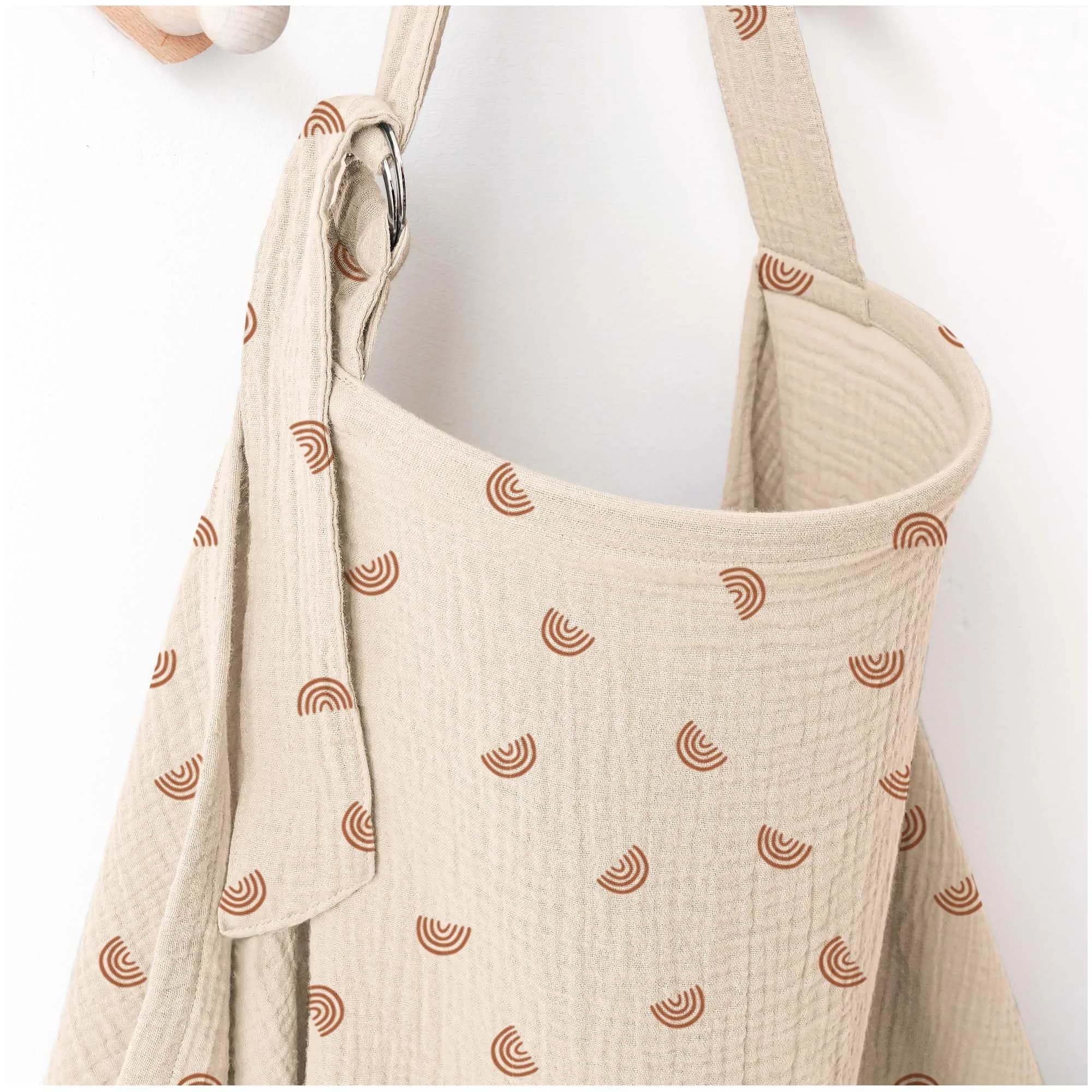 MairMore 100% Muslin Cotton Nursing Cover Ivory Rainbow | 80cm x 100cm (31.5" x 39.4")