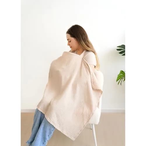 MairMore 100% Muslin Cotton Nursing Cover Ivory 44 x 28 inches | Breathable & Soft for Moms & Babies thumbnail 5