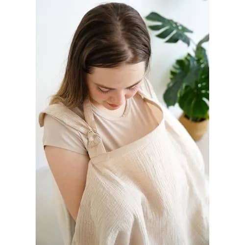 MairMore 100% Muslin Cotton Nursing Cover Ivory 44 x 28 inches | Breathable & Soft for Moms & Babies thumbnail 4