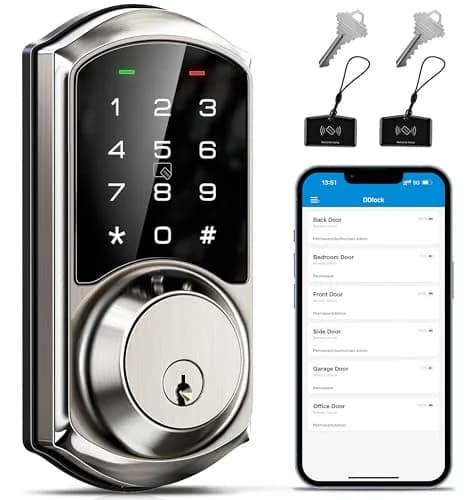 Veise VE06 Smart Lock for Front Door | App Control, Satin Nickel, Keypad, Auto-Lock thumbnail 1