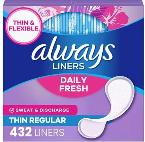 Always Daily Fresh Thin Panty Liners Regular Absorbency Unscented 432 Total | Breathable & Edge-2-Edge Adhesive thumbnail 1