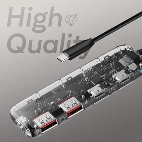 Q QEEFUN USB C Hub 10Gbps, 4-Port USB 3.2 Gen 2 Hub with 2 USB-C & 2 USB-A Ports, 100W PD Charging Port, Aluminum Casing thumbnail 6