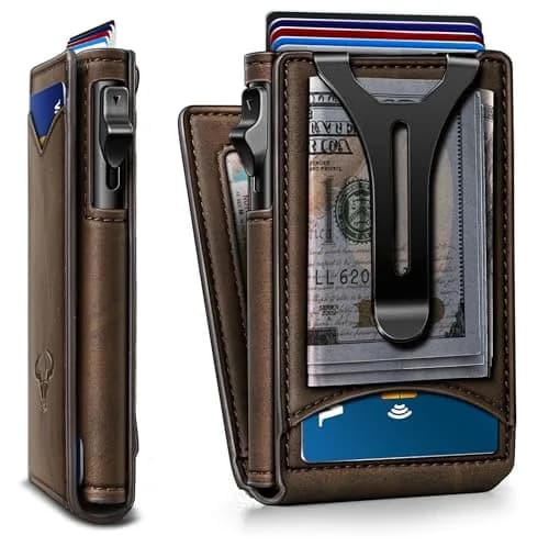 BULLIANT Men Slim Magnetic Leather Wallet with Metal Money Clip | 9 Card Slots, RFID Protected, Compact Fit thumbnail 1