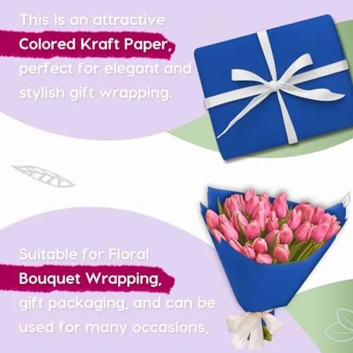 PH PERKHOMY Blue Kraft Paper Roll 17.5" x 80' | Versatile Gift & Craft Wrap thumbnail 4