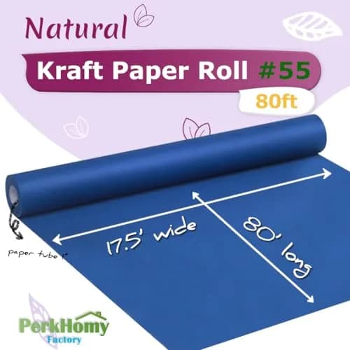 PH PERKHOMY Blue Kraft Paper Roll 17.5" x 80' | Versatile Gift & Craft Wrap thumbnail 2