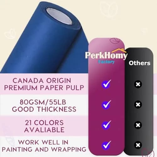 PH PERKHOMY Blue Kraft Paper Roll 17.5" x 80' | Versatile Gift & Craft Wrap thumbnail 3
