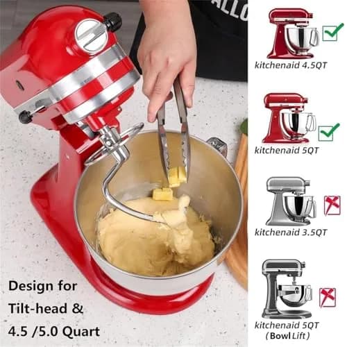 KINGEAGLE Stainless Steel Dough Hook for KitchenAid 4.5-5 QT Tilt-Head Stand Mixers | Dishwasher Safe Metal Kneading Bread Hook Attachment for Kitchen Aid Original Bowl Only, Easy Dough Kneading, Uncoated Design thumbnail 2