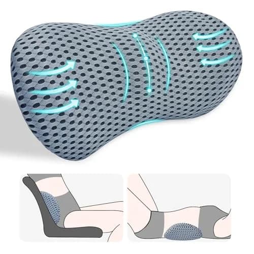 kasney Lumbar Support Pillow for Office Chair | Memory Foam Back Support, Gray, Large thumbnail 1