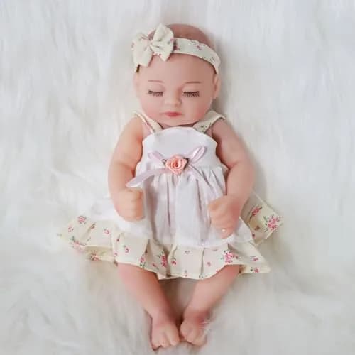 JRLCGYP Realistic Reborn Baby Girl Doll 10 Inches (25.4 cm) with Flower Dress | Soft Vinyl, Lifelike Newborn Look, Ideal Birthday Gift for Kids 3+ thumbnail 2