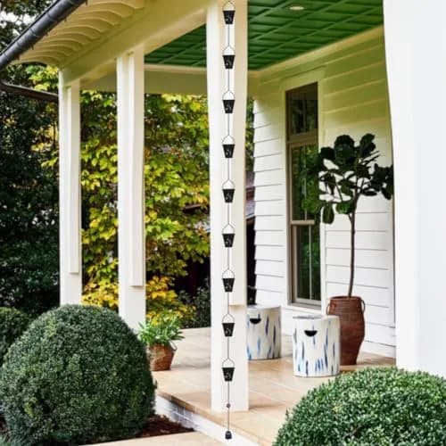 giole Black Square Rain Chain 3.33 m (10.92 ft) | Decorative Metal Downspout Alternative thumbnail 5