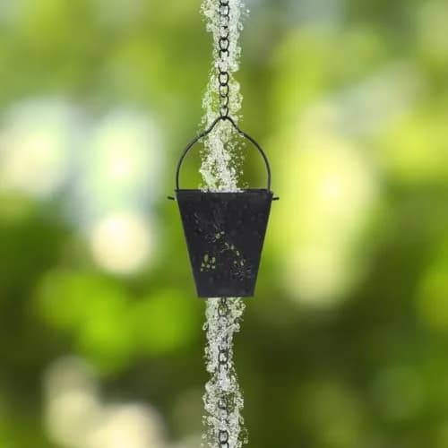 giole Black Square Rain Chain 3.33 m (10.92 ft) | Decorative Metal Downspout Alternative thumbnail 6