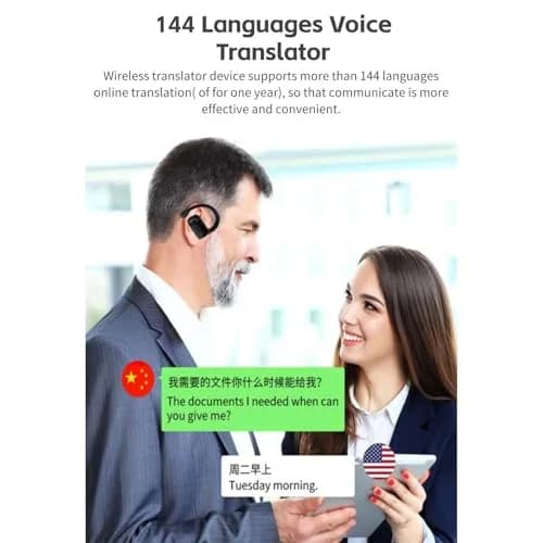 Yoidesu BL02 Translator Earbuds with Digital Display, BT 5.3, 144 Languages Voice Translator Device, Noise Cancellation, HiFi Stereo Earbuds (Black) thumbnail 4