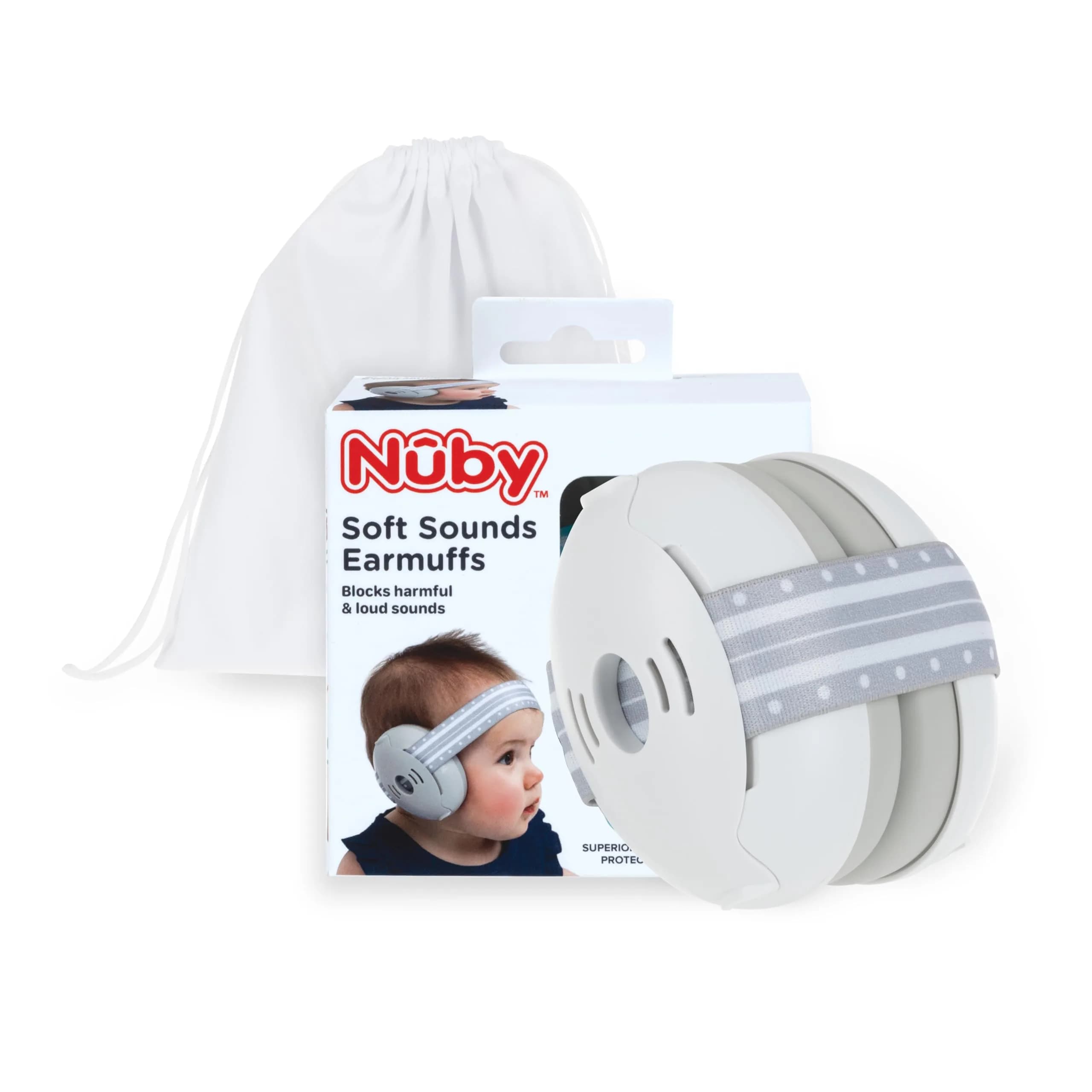 Nuby Baby Earmuffs White | Soft Noise Protection for Babies - main product image