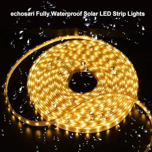 echosari 32.8ft Solar Strip Lights Outdoor Waterproof, 200 LED Warm White | 10m (32.8ft) with Solar Panel & Remote thumbnail 2