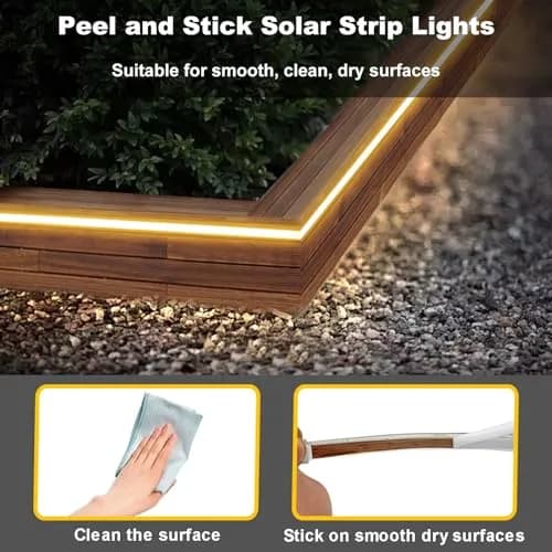 echosari 32.8ft Solar Strip Lights Outdoor Waterproof, 200 LED Warm White | 10m (32.8ft) with Solar Panel & Remote thumbnail 3