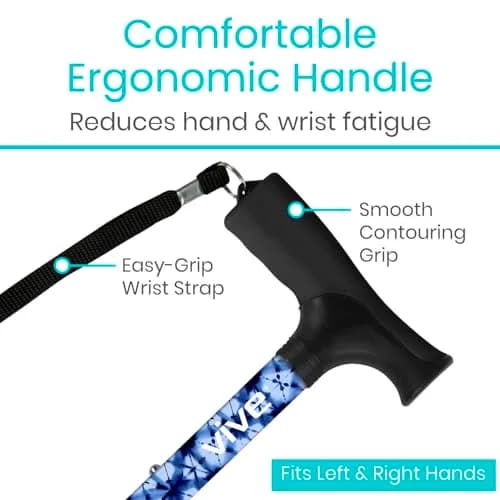 Vive Folding Cane - Blue Burst | Lightweight Adjustable Aluminum Walking Stick with Ergonomic Grip & Non-Slip Tip thumbnail 4
