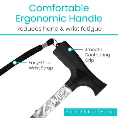 Vive Folding Cane - Adjustable Aluminum Walking Cane with Ergonomic Grip & Non-Slip Tip, 33-37 Inch Height | Mobility Aid for Men & Women thumbnail 4