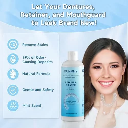 kunphy Ultrasonic Retainer Cleaner Solution 500ml (17 fl oz) | Cleans Aligners, Mouthguards & Dentures thumbnail 2