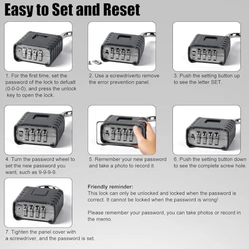 disecu Heavy Duty 4 Digit Combination Lock Waterproof Large Outdoor Padlock for School Gym Locker Fence Gate (Black) thumbnail 5