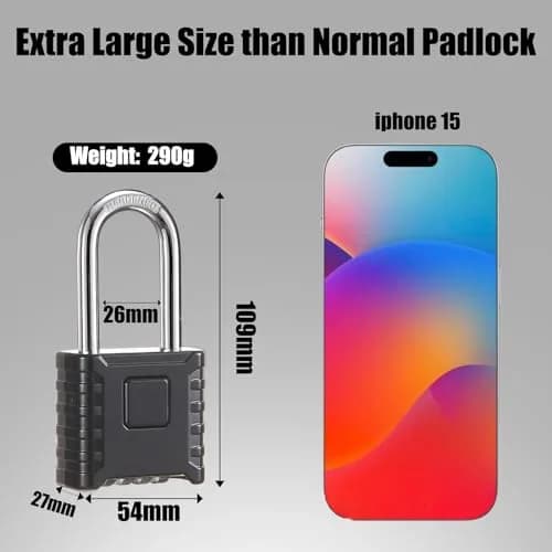 disecu Heavy Duty 4 Digit Combination Lock Waterproof Large Outdoor Padlock for School Gym Locker Fence Gate (Black) thumbnail 2