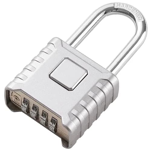disecu Heavy Duty Long Shackle Combination Lock, 4-Digit Resettable, Weatherproof Outdoor Padlock | 8mm Hardened Stainless Steel Shackle thumbnail 1