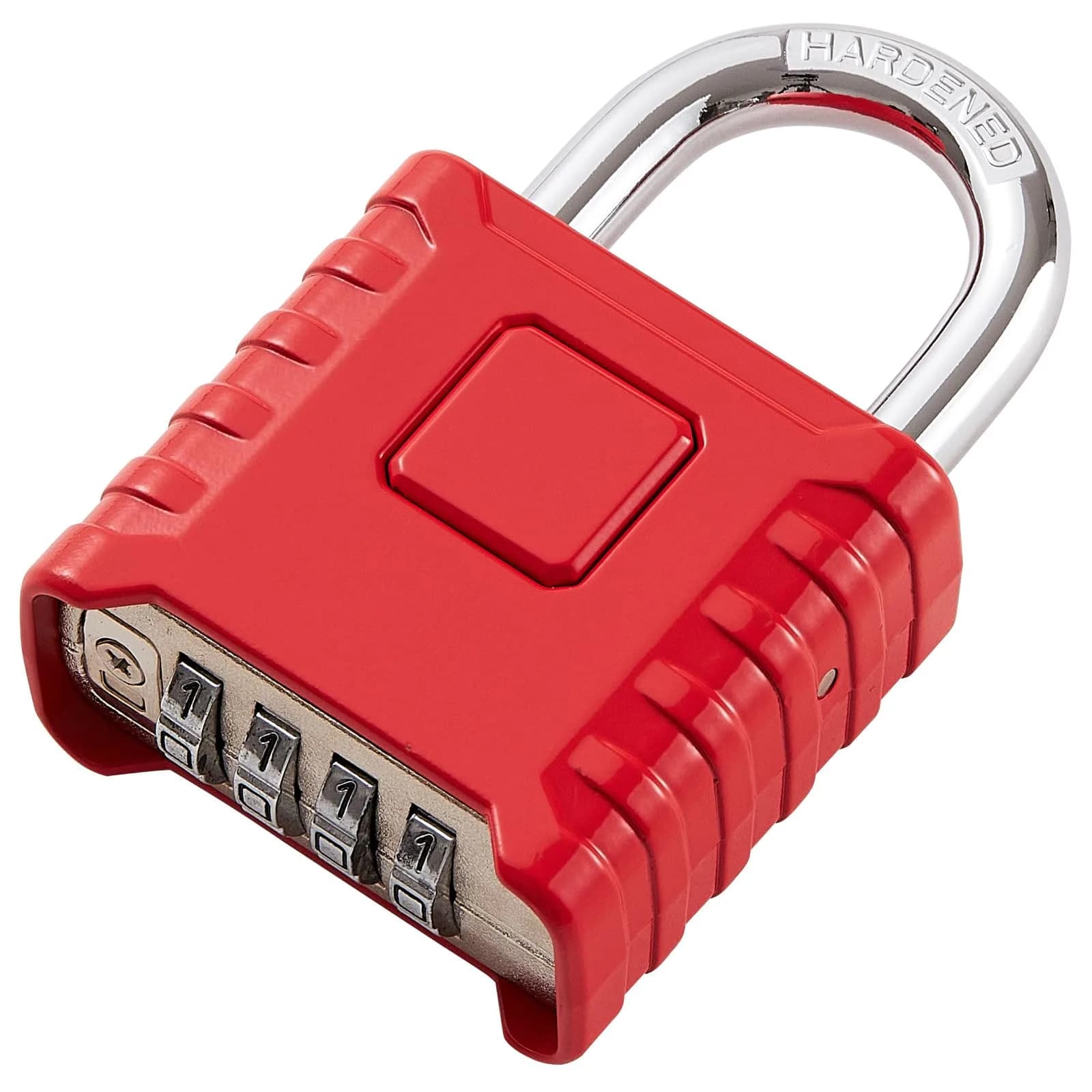 disecu Heavy Duty 4 Digit Combination Lock | Waterproof Outdoor Padlock for School & Gym (Red) - main product image
