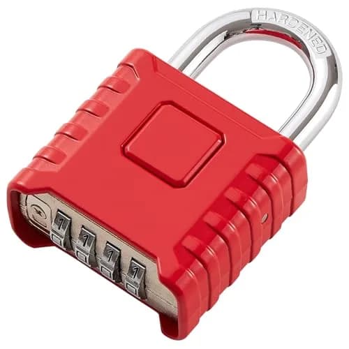disecu Heavy Duty 4 Digit Combination Lock | Waterproof Outdoor Padlock for School & Gym (Red) thumbnail 1