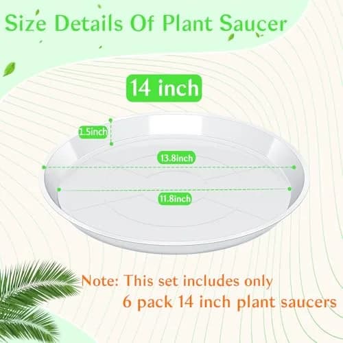 FUIJOL 14" Clear Plant Saucer | Durable Plastic Water Catcher for Pots thumbnail 3