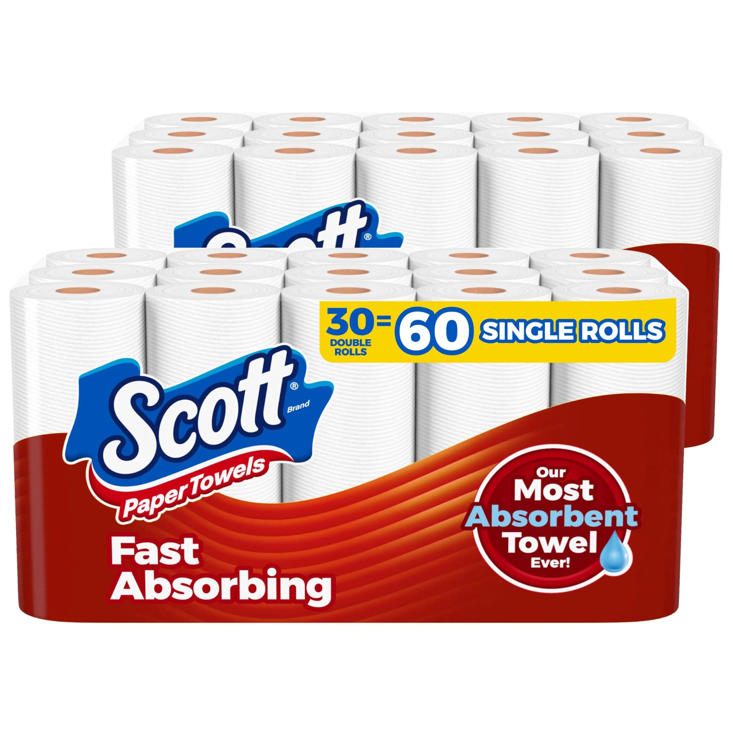 Scott Paper Towels Choose-A-Sheet 30 Double Rolls | Absorbent & Virtually Lint-Free (100 Sheets/roll)