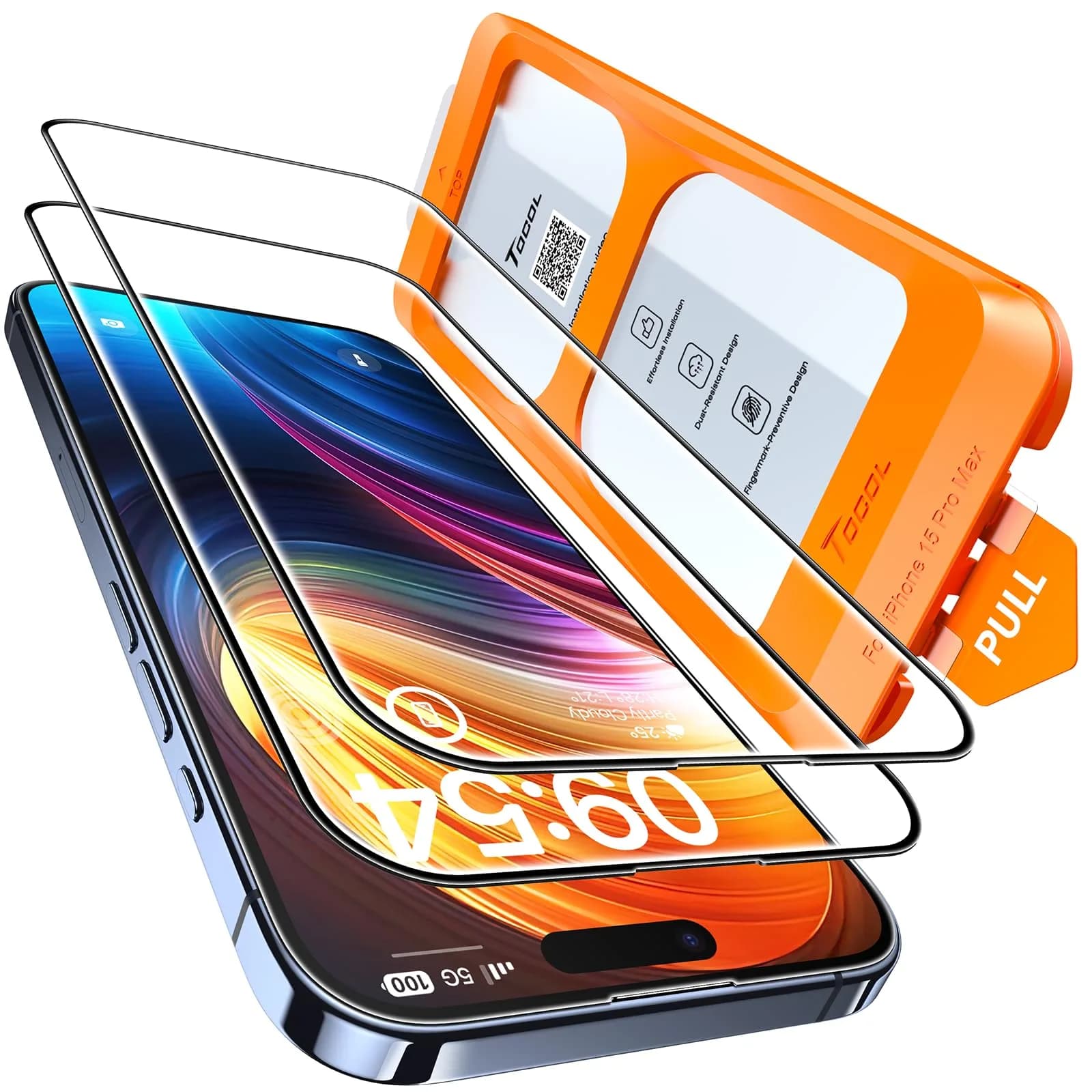 TOCOL iPhone 15 Screen Protector 6.1" | Easy Auto Installation & Impact Protection — Transparent / iPhone 15 Pro Max