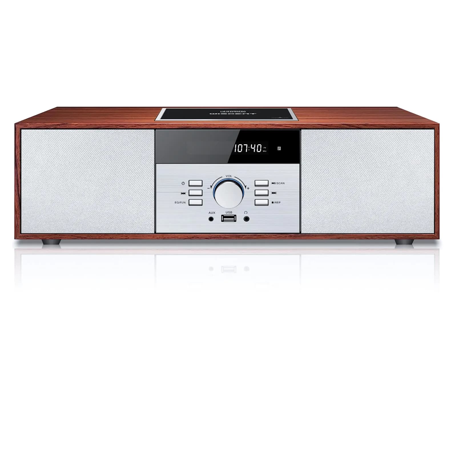 WIITHINK Vintage Style CD Player with Bluetooth, FM Radio, USB, 30W Wood Home HiFi Stereo System | 3.76 kg (8.3 lb) - main product image