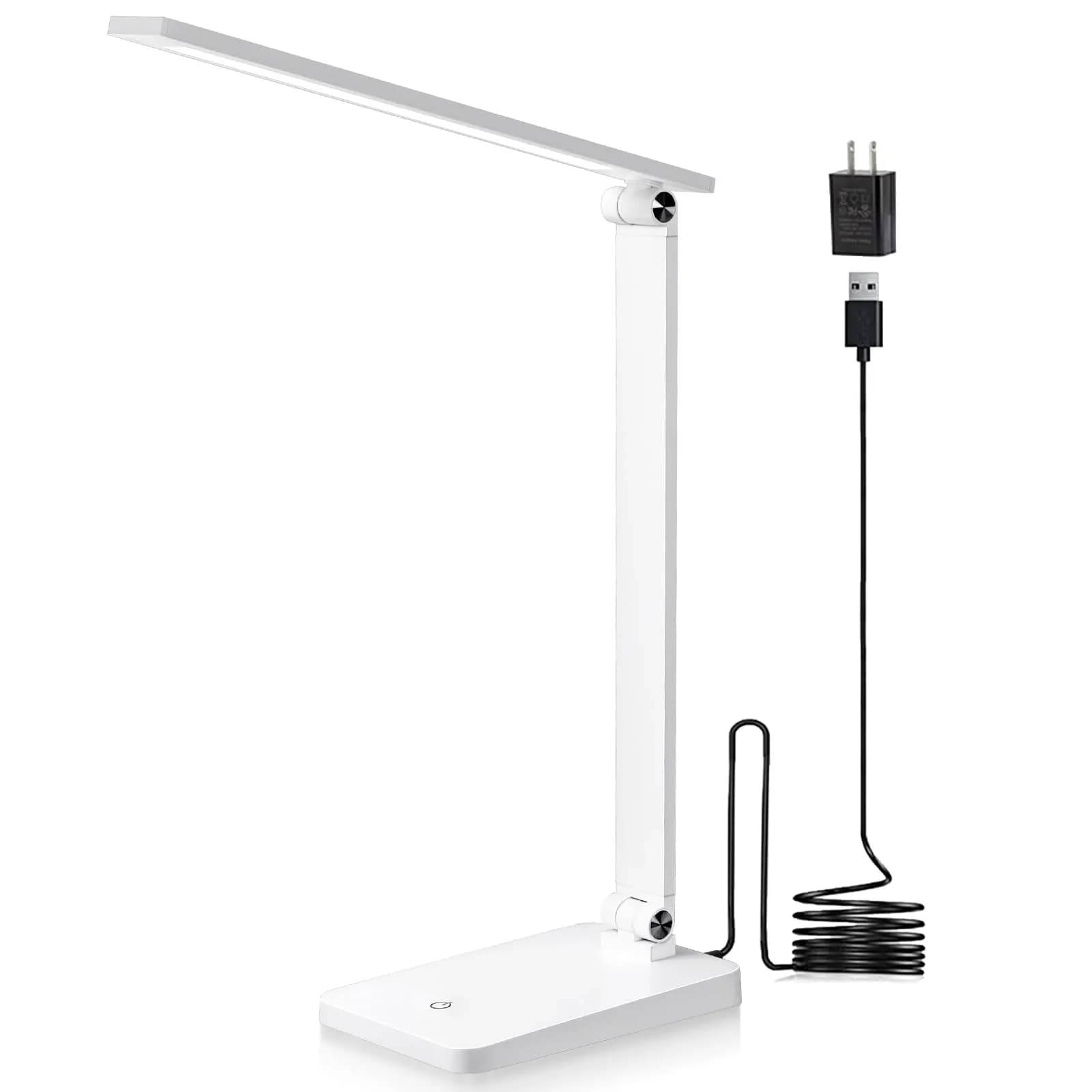 Best World LED White Table Lamp with USB Charging Port & 3 Brightness Levels | 5000K Cool White