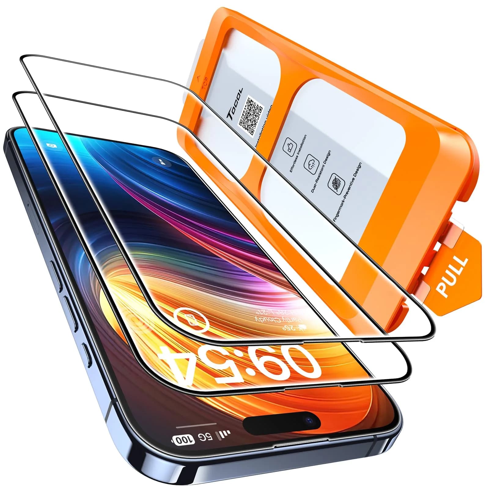 TOCOL iPhone 15 Pro Screen Protector 6.1" | Easy Auto Installation & Impact-Resistant