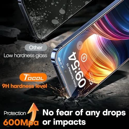 TOCOL iPhone 15 Pro Screen Protector 6.1" | Easy Auto Installation & Impact-Resistant thumbnail 4