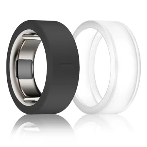 BandSmith Silicone Ring Cover for Oura Ring Gen 3/4 - Size M (Black+Transparent) | Protects Smart Ring During Activities thumbnail 1