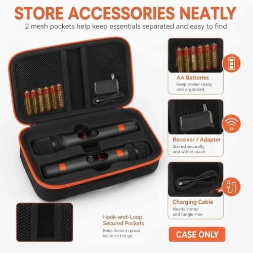 Againmore Dual Microphone Case for JBL PartyBox Wireless Mics, 11 x 6 x 3.25 inches | Precision Fit for Secure Transport thumbnail 4