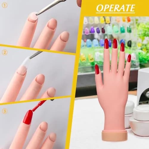 Krofaue Right Hand Nail Practice Trainer Flexible Bendable Mannequin | Realistic Skin Tone, Reusable, for Acrylic & Gel Art thumbnail 5