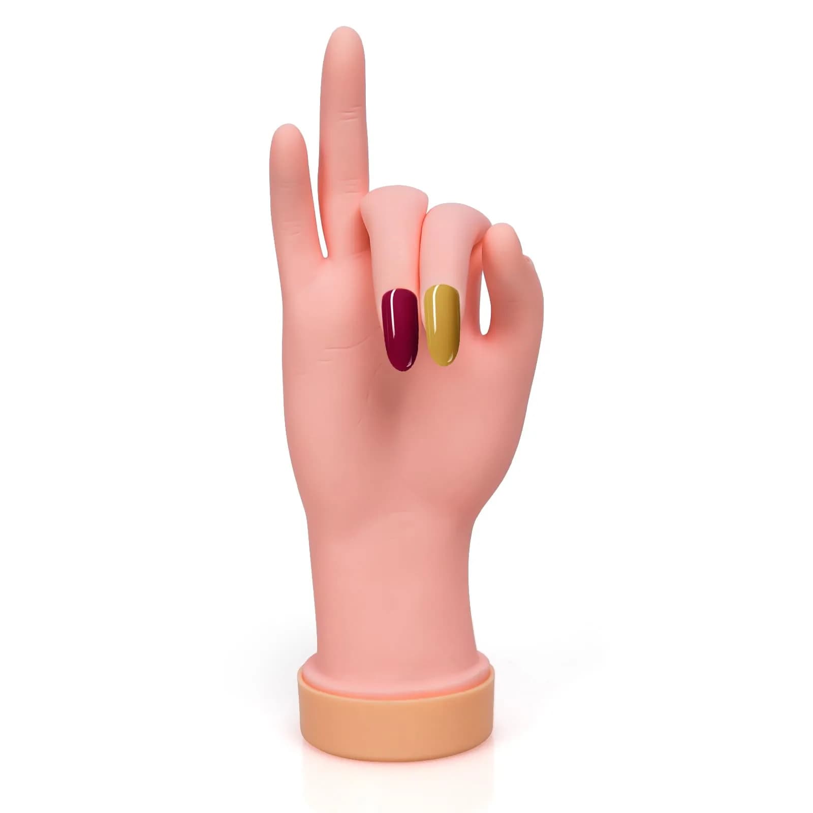 Krofaue 2 Pack Right Hand Nail Practice Trainer, Flexible Bendable Rubber with Realistic Skin Tone | Ideal for Beginners & Salon Artists — 1PCS Practice Right Hand