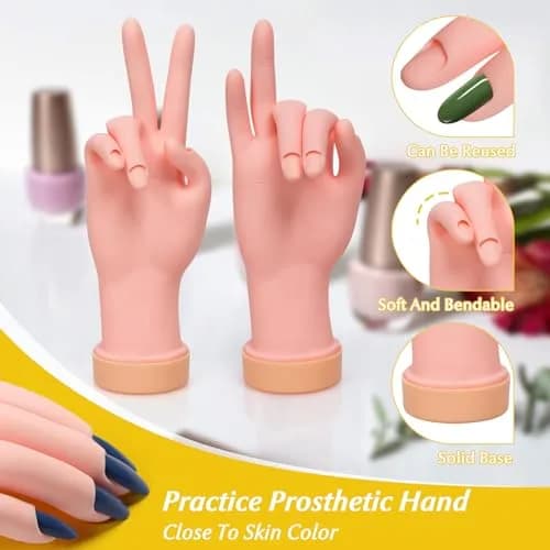 Krofaue Right Hand Nail Practice Trainer Flexible Bendable Mannequin | Realistic Skin Tone, Reusable, for Acrylic & Gel Art thumbnail 2