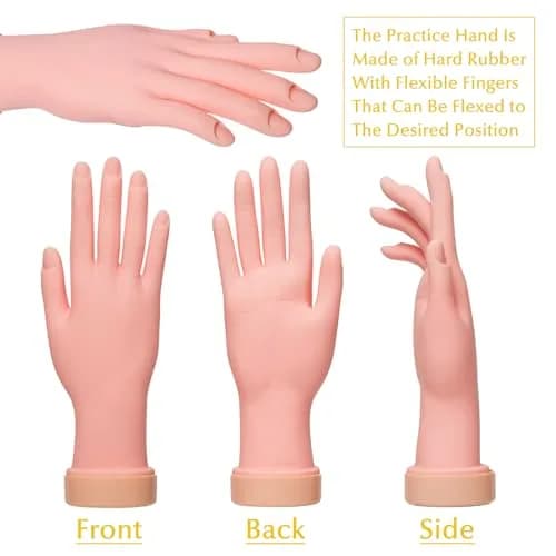 Krofaue Right Hand Nail Practice Trainer Flexible Bendable Mannequin | Realistic Skin Tone, Reusable, for Acrylic & Gel Art thumbnail 3