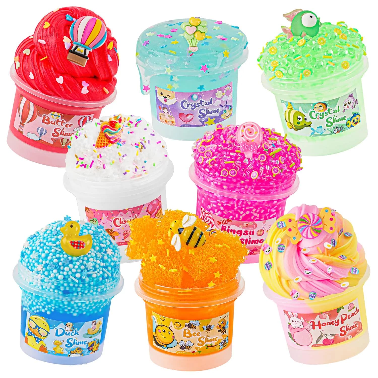 Okaybee Slime Variety Pack 8 x 100ml (800ml Total) | Non-Toxic & ASTM-Tested for Kids - main product image